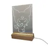 Base Luminosa de Tira Larga de Madera Maciza Tablero de Notas Acrílico Adorno de Luz Nocturna Pizarra de Escritura con Luz de Madera Graffiti Borrable