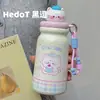 Nueva taza térmica temática de gatos para estudiantes, taza de agua portátil de alto valor estético, gran capacidad, linda taza de acero inoxidable con pajilla para niñas