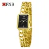 Nuevo Reloj Cuadrado Ofns para Mujer, Elegante Reloj de Pulsera de Lujo Ligero Estilo Chanel, Reloj de Cuarzo Negro Dorado con Diseño Hueco y Correa Simple
