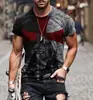 Camiseta de manga corta para hombre europea y americana transfronteriza Amazon Nueva Adolescente Retro Cabeza de Guerrero Camiseta de manga corta fina 3D