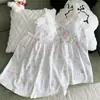 Conjunto de pijama camisola kt, novo estilo de verão com bojos, pode ser usado fora, modelagem solta, malha fina de algodão nuvem para casa para meninas