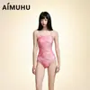 Brillo Rosa Competición Deportiva de Natación 2024 Nuevo Traje de Baño de una Pieza Deportes Surf Chica Corazón de Competencia