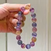 Pulsera de Fluorita Natural Vítrea Arcoíris Unicornio Púrpura de Mil Capas de 10-11 mm aprox.