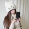 Gorro de Punto Bordado con Orejas de Gatito Dulces y Lindas para Mujer Otoño/Invierno Cobertura para Cabeza Cálida para Clima Frío Gorro de Lana