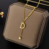 Collar de Acero de Titanio Oro 18K Femenino Moderno Celebridad de Internet Ins Diseño Simple Versátil Colgante Letra D Estilo Corto