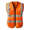 Chaleco Reflectante, Chaleco Reflectante para Conducir, Saneamiento, Vigilancia de Tráfico, Ciclismo, Construcción, con Texto Impreso y Múltiples Bolsillos
