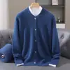 Nuevo suéter de lana de visón para hombre de otoño e invierno, cuello redondo, cárdigan de punto grueso, chaqueta suéter de talla grande, top para hombre al por mayor
