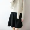 Nueva Falda de Punto de Lana Pura para Mujer Otoño/Invierno 2026, Color Sólido, Falda Corta de Línea A de Cintura Alta Adelgazante