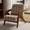 Silla Richard estilo vintage, sillón individual para sala de estar, silla de ocio de madera maciza retro francesa para balcón de diseñador