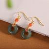 Pendientes de plata de ley s925 con diseño de jade y hebilla redonda chapados en oro, de moda, sencillos, para mujer, nuevos productos