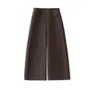Pantalones de Mujer de Cintura Alta Pierna Ancha Adelgazantes Versátiles Sueltos Rectos de Longitud Media Transpirables Casual Moda Nuevo Otoño Caída