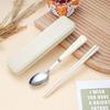 Set de Cubiertos Portátil de Tres Piezas de Aspecto Elegante Acero Inoxidable Cuchara Coreana para Queso Set de Palillos Estudiante Lindo Dibujo Animado Cuchara para Arroz