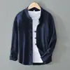 Terno Tang primavera e verão, camisa de linho de manga comprida, roupas masculinas de algodão e linho estilo chinês, camisa retrô de rami, casaco fino