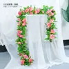 Videira de Rosa Artificial Tubo de Ar Condicionado Enrolado Videira de Varanda Flor Decoração de Casamento Cesta Suspensa Cadeira de Rattan Videira de Flor Decorativa
