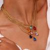 Collar Europeo y Americano Transfronterizo de Cadena Torcida de 2 mm con Colgante de Gota de Agua, Joyería Simple de Lujo Ligero, Acero Inoxidable Chapado en Oro de 18K para Mujer