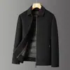 Chaqueta de lana de doble cara para hombre de otoño e invierno, estilo business casual, chaleco de plumón desmontable, cuello de solapa, abrigo de lana con cremallera