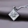 Plata de ley S925 personalizada moda cubo de Rubik colgante collar de hombre moderno diseño para hombre cadena de suéter de nicho estilo retro