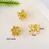 Base de Flor Dupla Face 18K Alta Retenção de Cor Flor Pétala Hueca Porta Contas Flor de Pétala Hueca Acessórios de Joias para Pulseira Colar DIY
