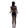 Bikini Sexy con Estampado de Leopardo de Exportación Transfronteriza Europea y Americana con Cordones Traje de Baño Bikini de Tres Puntos para Mujer