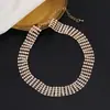 Collar de cadena de garra de diamantes de imitación de moda europea y americana, 5 filas, totalmente de diamantes, collar corto brillante, cadena para el cuello de tarjeta, cadena de cuello, femenino, al por mayor N407