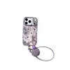 Funda para Teléfono Móvil Manzana Morada en Forma de Corazón 18Promax Adecuada para Iphone16Pro Impresión de Doble Capa 15Pro Correa 17
