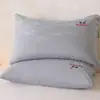 Fundas de Almohada Bordadas de Algodón Lavado Calidad Clase A, un Par, 48X74, Funda Sencilla de Algodón Puro para Relleno de Almohada de Adulto