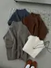 Estilo Coreano Temperamento 100% Lana Cepillada Cuello Semi Alto Manga Corta 26 Otoño Nueva Llegada Top Versátil para el Trabajo Prendas de Punto para Mujer