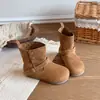 Botines Cortos Plegables Bidireccionales Estilo Retro para Niñas 2026 Otoño/Invierno Nuevo Estilo Niñas Niñas Botas de Piel Princesa Meilade