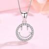 Colgante de cara sonriente para mujer, collar japonés y coreano de plata de ley S925 con diamantes de imitación, estilo elegante y frío.