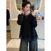 Estilo Nuevo Otoño/Invierno Popular Este Año Suéter de Manga Larga Talla Grande Ropa para Mujer Malla Gruesa Empalmada Versátil Hombro Normal Top