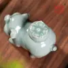 Juego de Tapa de Celadón Longquan Creativo Todo Sale Bien Tapa de Tetera Tapa de Tazón Piezas de Repuesto Soporte para Tapa de Olla de Cerámica Juego de Té