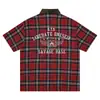 Camisa de Manga Corta a Cuadros Suelta Yipinjia 26Ss para Hombre, Estilo Callejero Retro Americano, Marca Fresca de Moda, Camisa Roja Casual