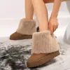 Nuevas botas de nieve cortas de suela gruesa, punta redonda, con solapa, peludas, para mujer, modelo de comercio exterior, plataforma transfronteriza, suela, zapatos de algodón cálidos y engrosados