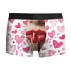 2025 Amazon Transfronterizo Nuevo Estampado de San Valentín Seda de Leche Ropa Interior para Hombre Boxer de Alta Elasticidad