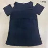 Estilo Ins Export Casual Ajuste Slim Top Pulôver Y2K Cor Sólida Sexy Hot Girl Recorte Ombro a Ombro Gola Redonda Manga Curta Camiseta