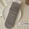 Calcetines suxinaimin estilo retro relajado holgados para otoño e invierno, calcetines de canalé vertical de baja saturación hasta la mitad de la pantorrilla, calcetines para mujer de doble puntada