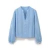Ropa Europea y Americana Transfronteriza para Mujer Za Aliexpress Venta Caliente Estilo Francés Encaje Hueco Elegante Camisa de Manga Larga