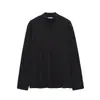 Camisa Básica Lisa de Cor Sólida com Gola Meia-alta Solta Estilo Coreano Outono e Inverno Roupa de Baixo Roupa Externa Camiseta