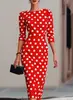 Vestido Feminino Elegante Fashion de Nova Moda Europeia e Americana Amazon Cross-Border 2026 com Blocos de Cor, Bolinhas e Ajuste na Cintura