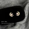 Moda Coreana Estilo Lujo Accesible Pendientes de Luna de Circonita para Mujer, Pendientes de Ojo de Gato de Vidrio Suaves, Dulces, Frescos y Elegantes