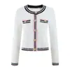 Outono/Inverno 2026 Novo Estilo Socialite Luxo Leve Botão Dourado Color Block Slim Fit Gola Redonda Jaqueta Cardigan + Conjunto de Saia para Mulheres