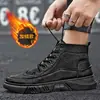 Zapatos de Algodón Cálidos de Caña Alta para Hombre de Invierno, Zapatos Antideslizantes para Exteriores, Zapatos Casuales de Cuero Engrosados de Terciopelo para Hombre, Zapatos de Talla Grande Transfronterizos