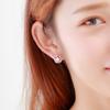 Aretes de Temperamento Plata Flor Rosa Giratoria Chapados en Oro de 18K Elegantes Flor de Amor Giratoria Zircón Aretes Simples Brillantes