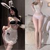 Lencería Sexy Lindo Conejito Maid Cos Juego de Roles Lencería Sexy Estilo Pura Lujuria Uniforme de Maid de Tres Puntos