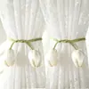 Atrapasueños de Cortina Simples y Lujosos, un Par de Correas de Almacenamiento de Cuerda de Algodón Ajustables, Correas de Sujeción de Gasa Blanca, Decoraciones Colgantes Estilo Crema