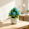 Maceta de Flores Artificiales Tamaño Mediano Maceta Ola de Agua 10 Flores Artificiales de Espuma Adorno Decorativo Escritorio Venta Caliente Transfronteriza Decoración del Hogar