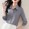 2022 Primavera Nova Moda Camisa de Cetim Feminina Manga Longa Estilo Coreano Solta Roupa de Negócios Temperamento Camisa para o Dia a Dia