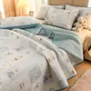 Capa de cama/cobertor dupla face para todas as estações, um lado é 100% algodão e o outro é fleece de bebê, espessado e acolchoado para aquecimento, adequado para camas de tatami