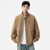 Chaqueta de Trabajo Retro Americana con Cuello Alto para Hombre de Primavera y Otoño, Abrigo Corto Versátil Casual Holgado de Moda para Hombre