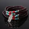 Pulseira feminina étnica imitação de granada três círculos 6mm pulseira corajosa fornecimento de banca pulseira pequenos presentes atacado